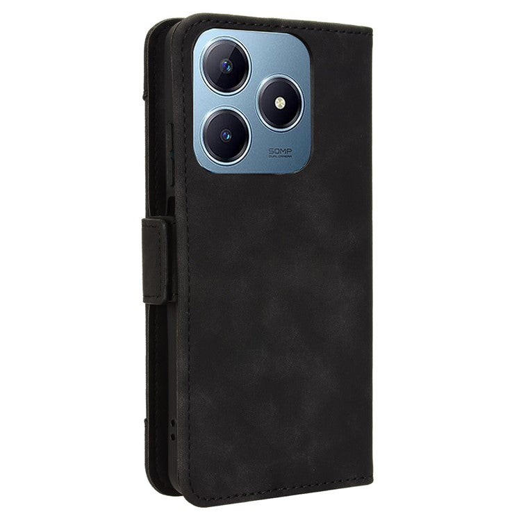 For Realme C63 4G / C61 4G / Narzo N63 4G Case Folio Stand Leather Phone Cover with Multiple Card Slots - Black