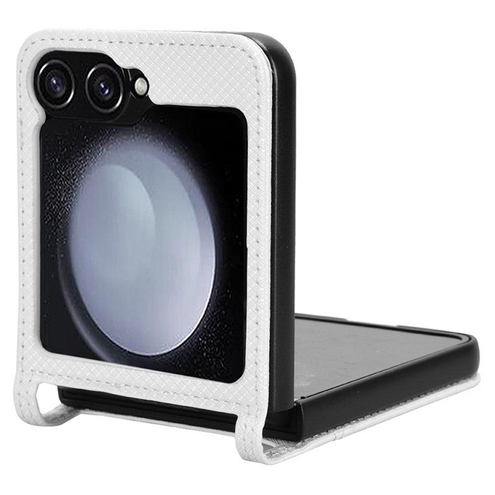 For Samsung Galaxy Z Flip7 FE 5G / Z Flip6 5G Case Leather Phone Cover with Card Slot - White
