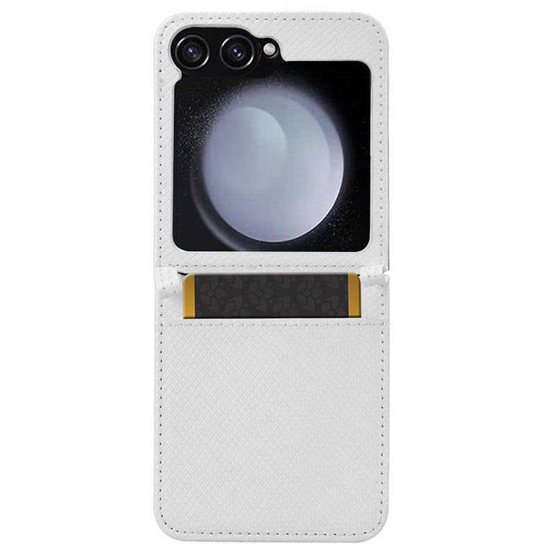 For Samsung Galaxy Z Flip6 5G Case Leather Phone Cover with Card Slot - White