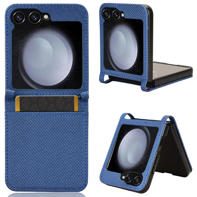 For Samsung Galaxy Z Flip6 5G Case Leather Phone Cover with Card Slot - Blue