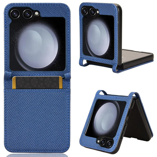 For Samsung Galaxy Z Flip6 5G Case Leather Phone Cover with Card Slot - Blue
