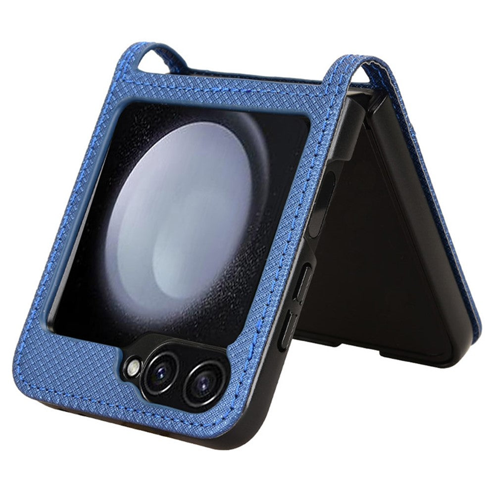 For Samsung Galaxy Z Flip7 FE 5G / Z Flip6 5G Case Leather Phone Cover with Card Slot - Blue