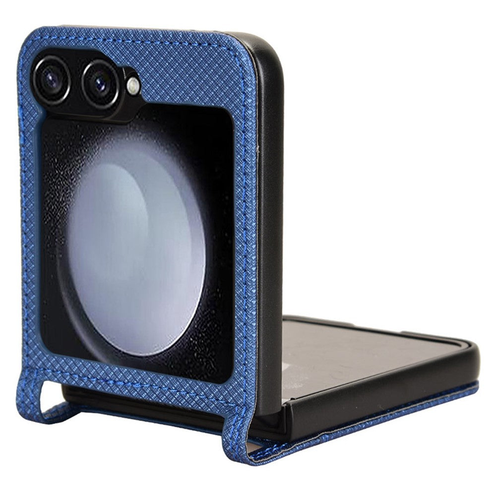 For Samsung Galaxy Z Flip7 FE 5G / Z Flip6 5G Case Leather Phone Cover with Card Slot - Blue