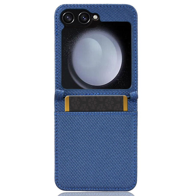 For Samsung Galaxy Z Flip6 5G Case Leather Phone Cover with Card Slot - Blue