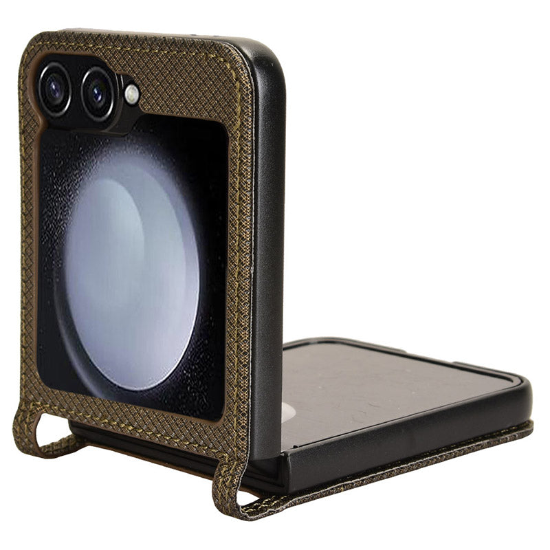 For Samsung Galaxy Z Flip6 5G Case Leather Phone Cover with Card Slot - Brown