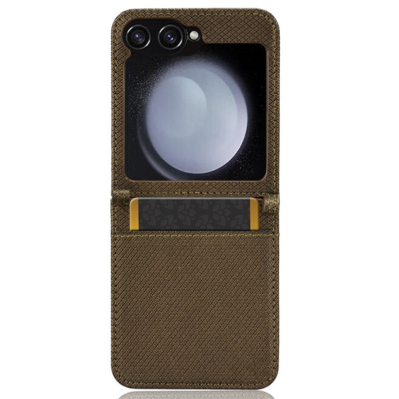 For Samsung Galaxy Z Flip6 5G Case Leather Phone Cover with Card Slot - Brown