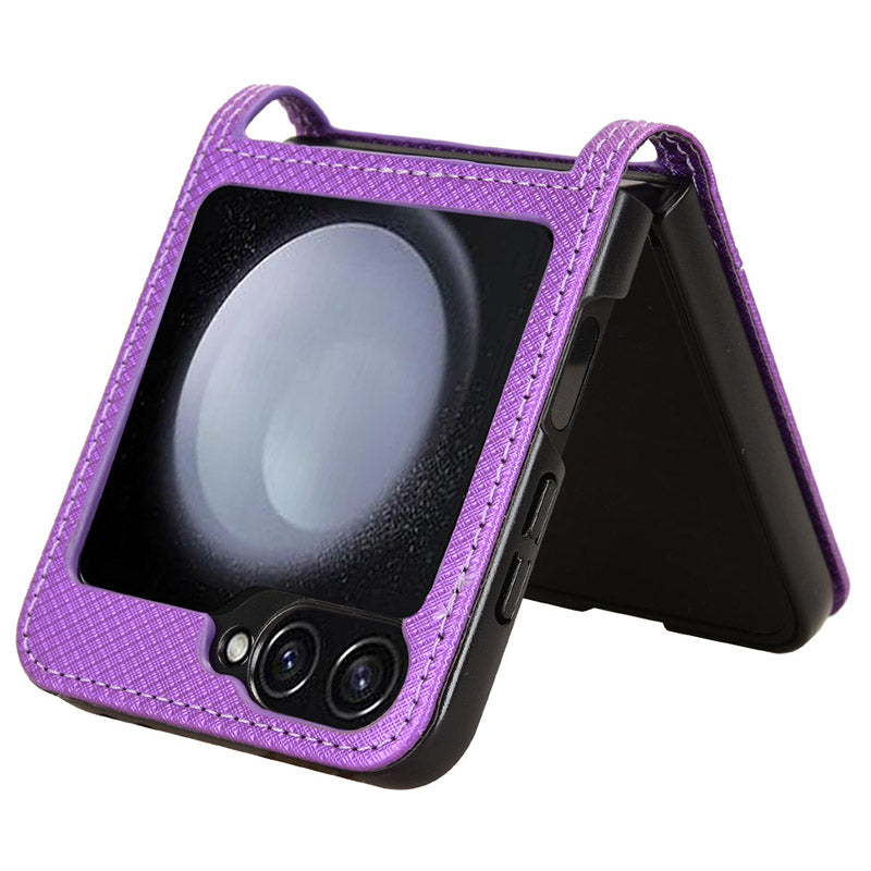 For Samsung Galaxy Z Flip6 5G Case Leather Phone Cover with Card Slot - Purple