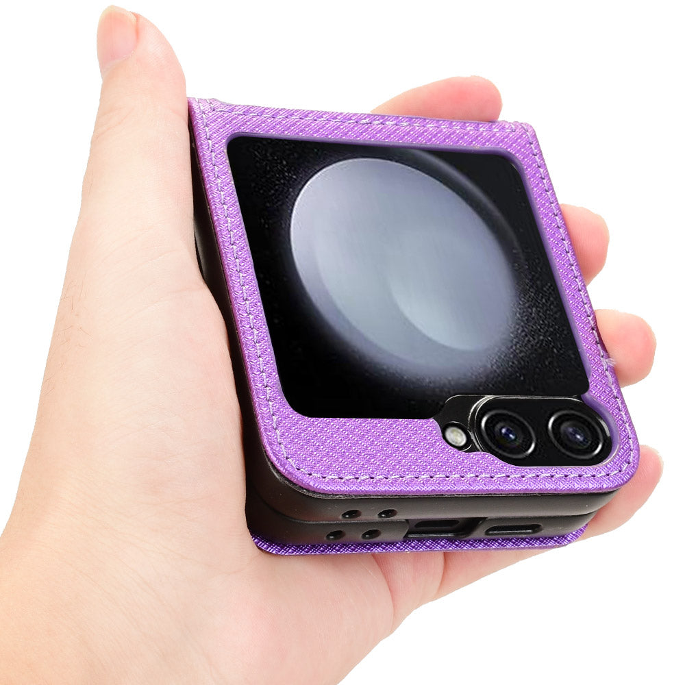 For Samsung Galaxy Z Flip6 5G Case Leather Phone Cover with Card Slot - Purple