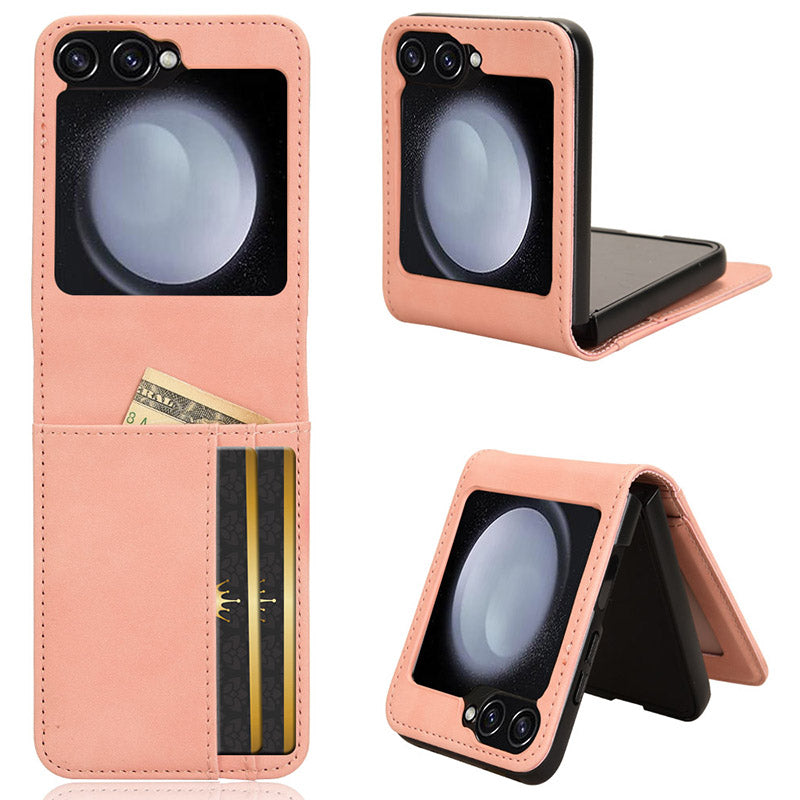 For Samsung Galaxy Z Flip6 5G PU Leather+PC Phone Case Separable Design Card Slot Skin-Touch Cover - Pink