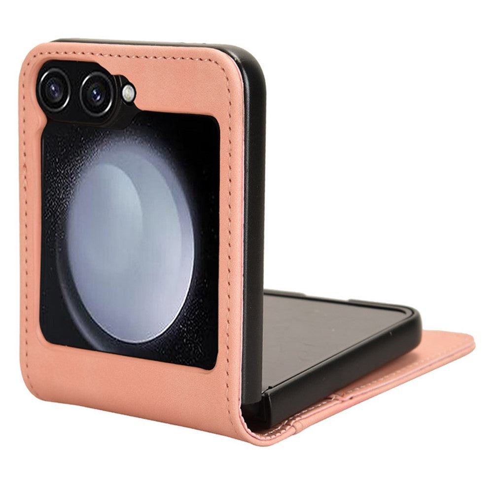 For Samsung Galaxy Z Flip7 FE 5G / Z Flip6 5G PU Leather+PC Phone Case Separable Design Card Slot Skin-Touch Cover - Pink