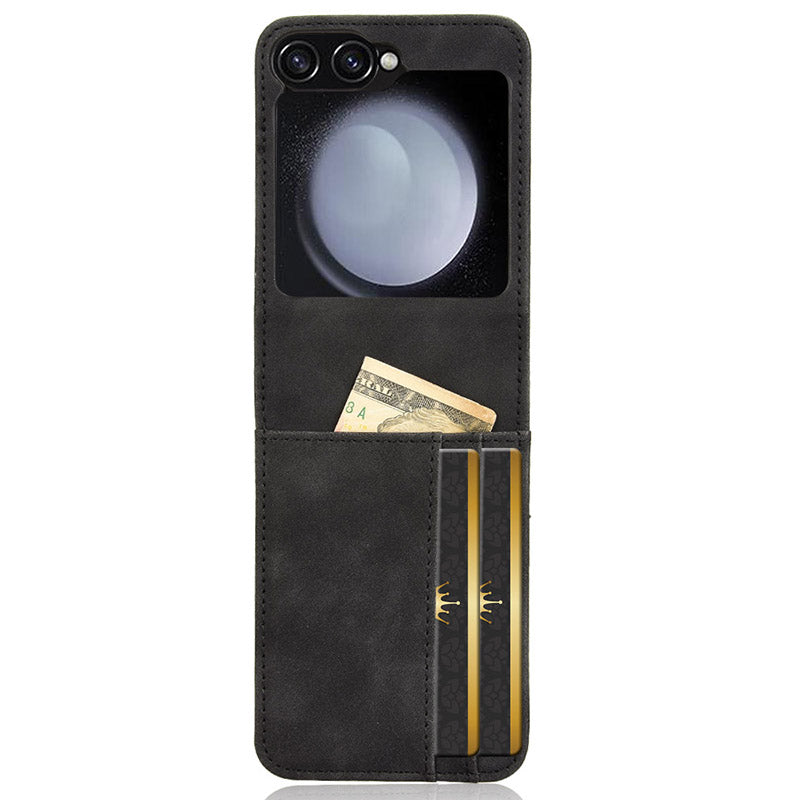 For Samsung Galaxy Z Flip6 5G PU Leather+PC Phone Case Separable Design Card Slot Skin-Touch Cover - Black
