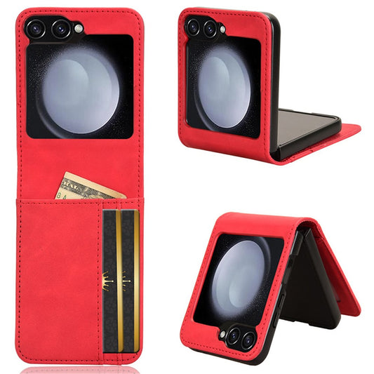 For Samsung Galaxy Z Flip7 FE 5G / Z Flip6 5G PU Leather+PC Phone Case Separable Design Card Slot Skin-Touch Cover - Red