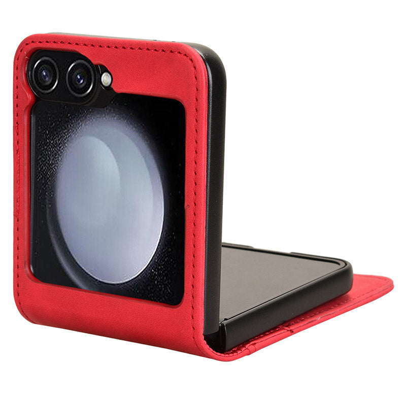 For Samsung Galaxy Z Flip6 5G PU Leather+PC Phone Case Separable Design Card Slot Skin-Touch Cover - Red