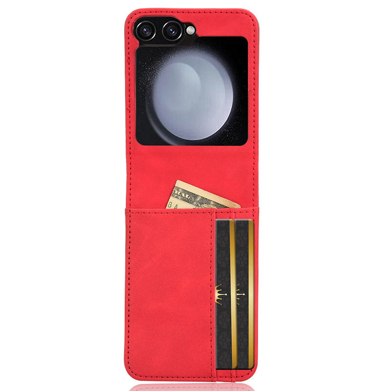 For Samsung Galaxy Z Flip6 5G PU Leather+PC Phone Case Separable Design Card Slot Skin-Touch Cover - Red