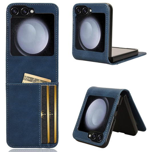 For Samsung Galaxy Z Flip6 5G PU Leather+PC Phone Case Separable Design Card Slot Skin-Touch Cover - Blue
