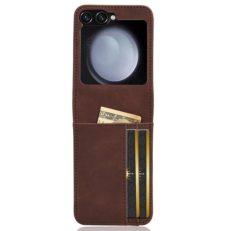 For Samsung Galaxy Z Flip6 5G PU Leather+PC Phone Case Separable Design Card Slot Skin-Touch Cover - Brown