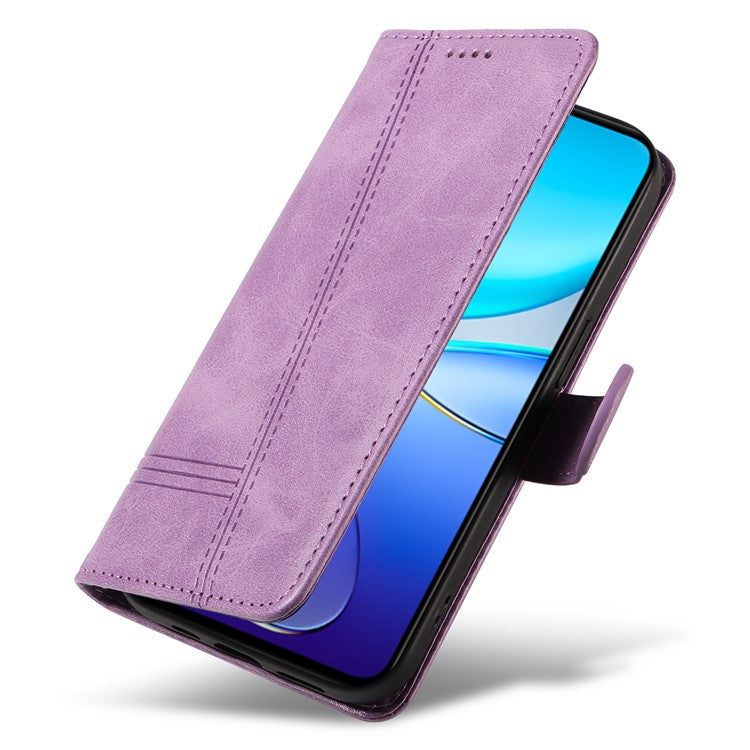 For vivo V40 SE 5G / Y100 5G (Indonesia) / Y200e 5G / V30 Lite 5G (India) Case T-Shaped Lines PU Leather Wallet Phone Cover - Light Purple