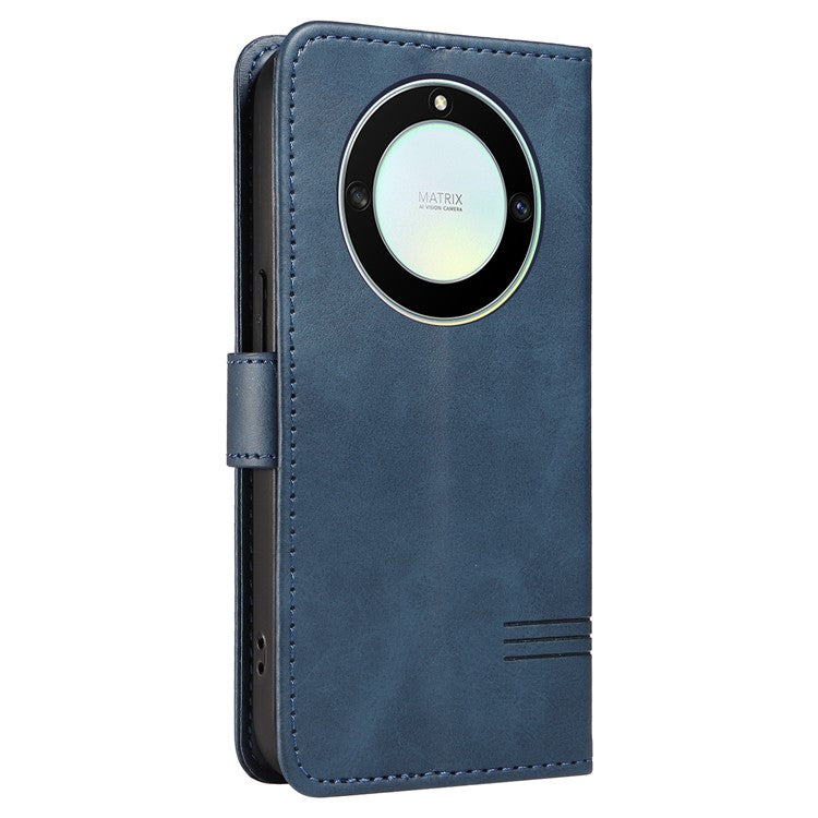 For Honor X40 5G / X9a 5G / Magic5 Lite 5G Case T-Shaped Lines PU Leather Wallet Stand Phone Cover - Blue
