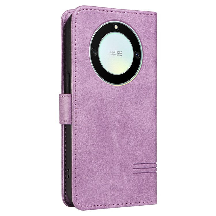 For Honor X40 5G / X9a 5G / Magic5 Lite 5G Case T-Shaped Lines PU Leather Wallet Stand Phone Cover - Light Purple