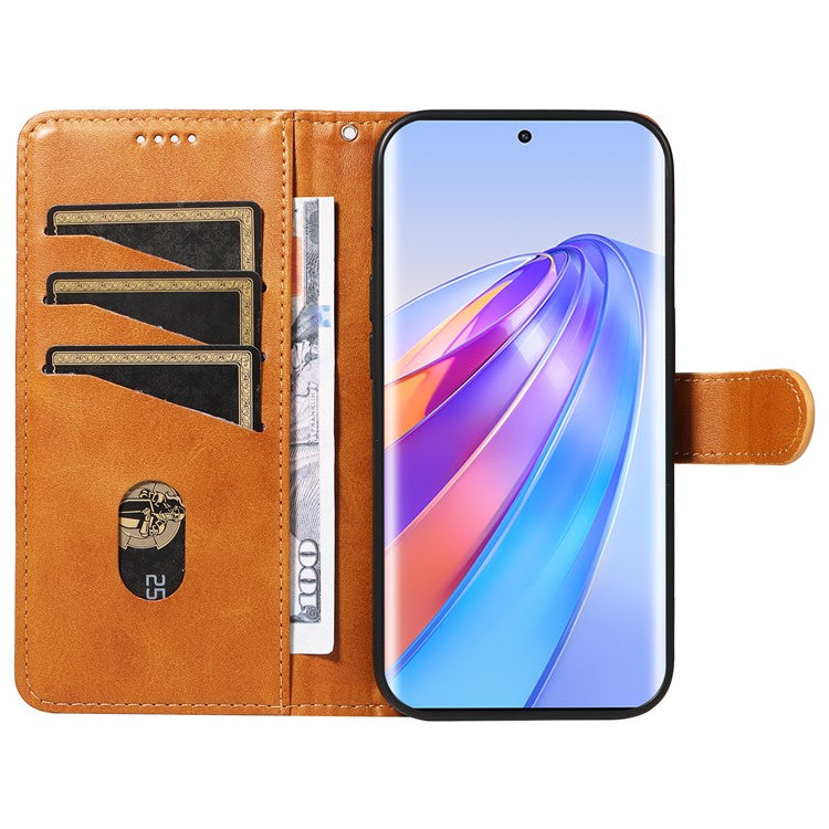 For Honor X40 5G / X9a 5G / Magic5 Lite 5G Case T-Shaped Lines PU Leather Wallet Stand Phone Cover - Yellow