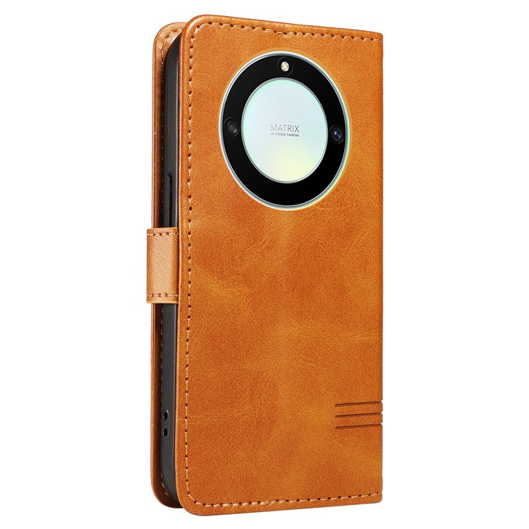 For Honor X40 5G / X9a 5G / Magic5 Lite 5G Case T-Shaped Lines PU Leather Wallet Stand Phone Cover - Yellow
