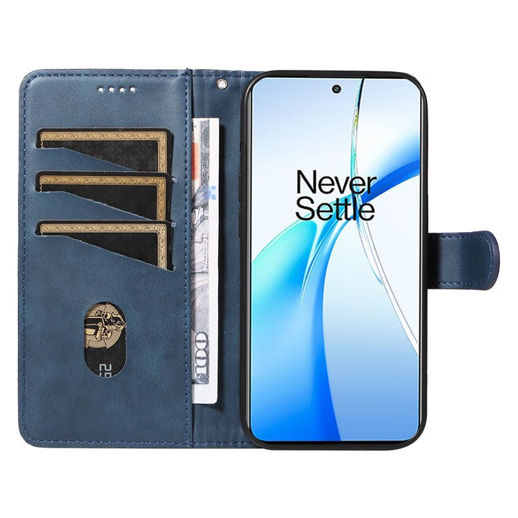 For OnePlus Nord CE4 5G Case T-Shaped Lines PU Leather Wallet Stand Phone Cover - Blue