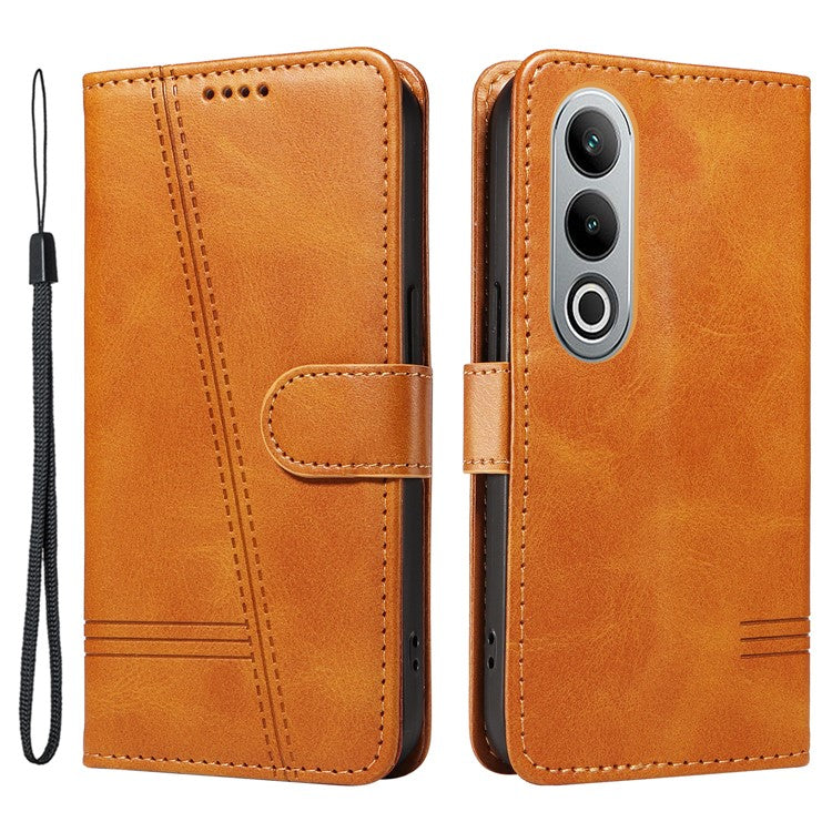For OnePlus Nord CE4 5G Case T-Shaped Lines PU Leather Wallet Stand Phone Cover - Yellow