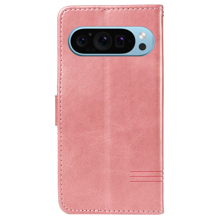 For Google Pixel 9 / 9 Pro Case Leather Book Flip Phone Cover Wallet Stand View - Rose Gold