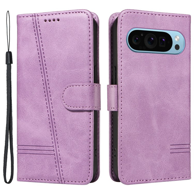 For Google Pixel 9 / 9 Pro Case Leather Book Flip Phone Cover Wallet Stand View - Light Purple