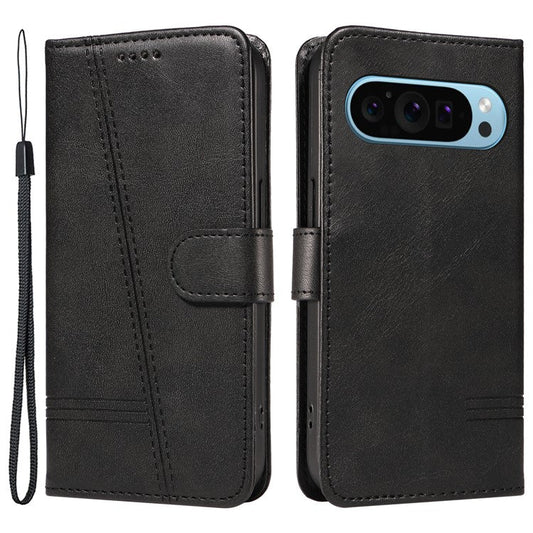 For Google Pixel 9 / 9 Pro Case Leather Book Flip Phone Cover Wallet Stand View - Black