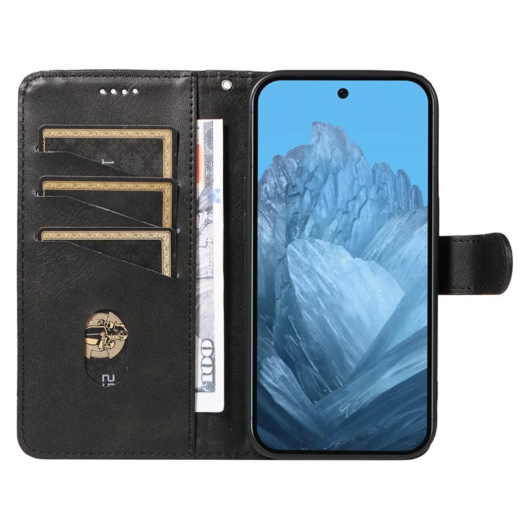 For Google Pixel 9 / 9 Pro Case Leather Book Flip Phone Cover Wallet Stand View - Black
