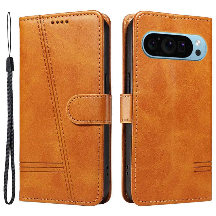 For Google Pixel 9 / 9 Pro Case Leather Book Flip Phone Cover Wallet Stand View - Yellow