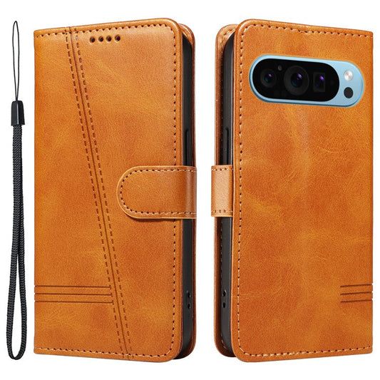 For Google Pixel 9 / 9 Pro Case Leather Book Flip Phone Cover Wallet Stand View - Yellow