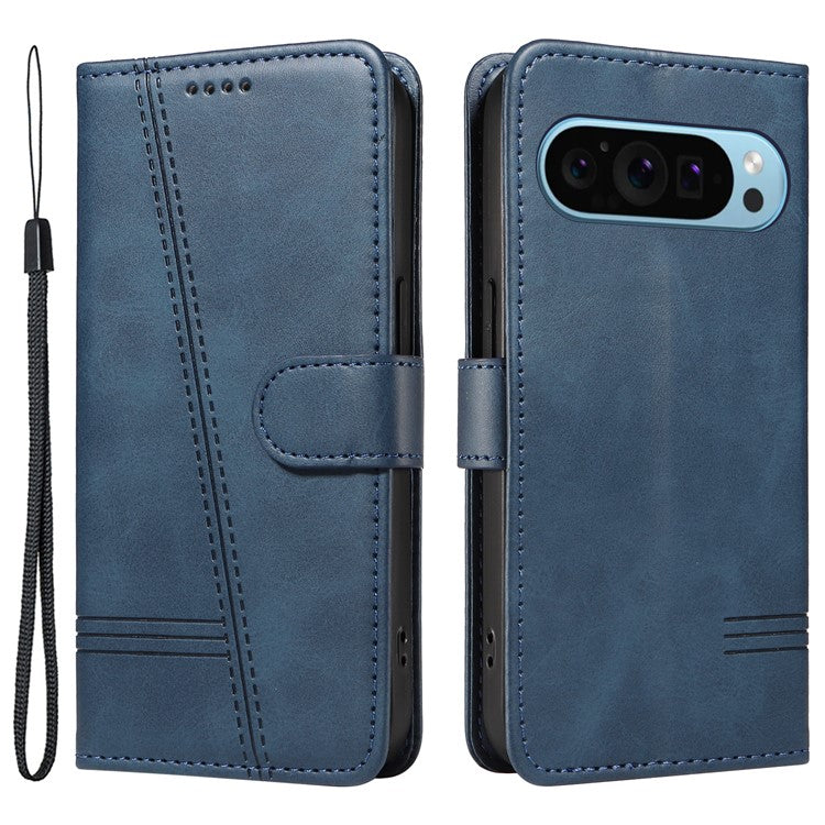 For Google Pixel 9 / 9 Pro Case Leather Book Flip Phone Cover Wallet Stand View - Blue