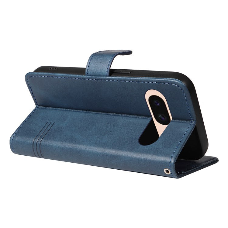 For Google Pixel 8a Wallet Case Flip Folio Leather Cell Phone Cover - Blue