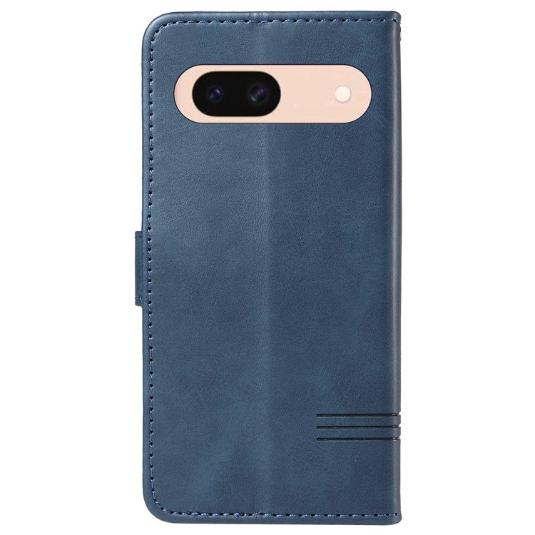 For Google Pixel 8a Wallet Case Flip Folio Leather Cell Phone Cover - Blue
