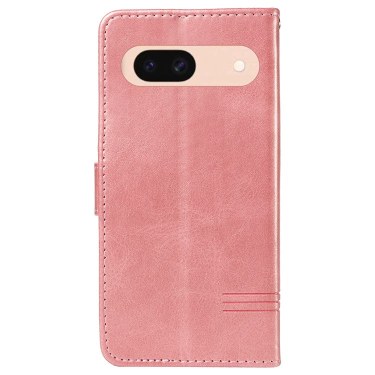 For Google Pixel 8a Wallet Case Flip Folio Leather Cell Phone Cover - Rose Gold