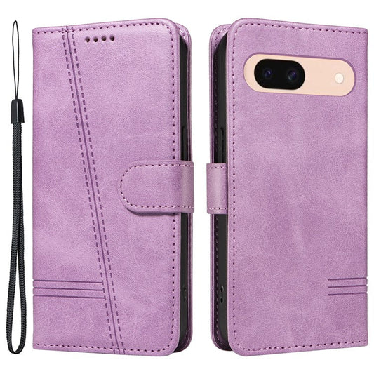 For Google Pixel 8a Wallet Case Flip Folio Leather Cell Phone Cover - Light Purple