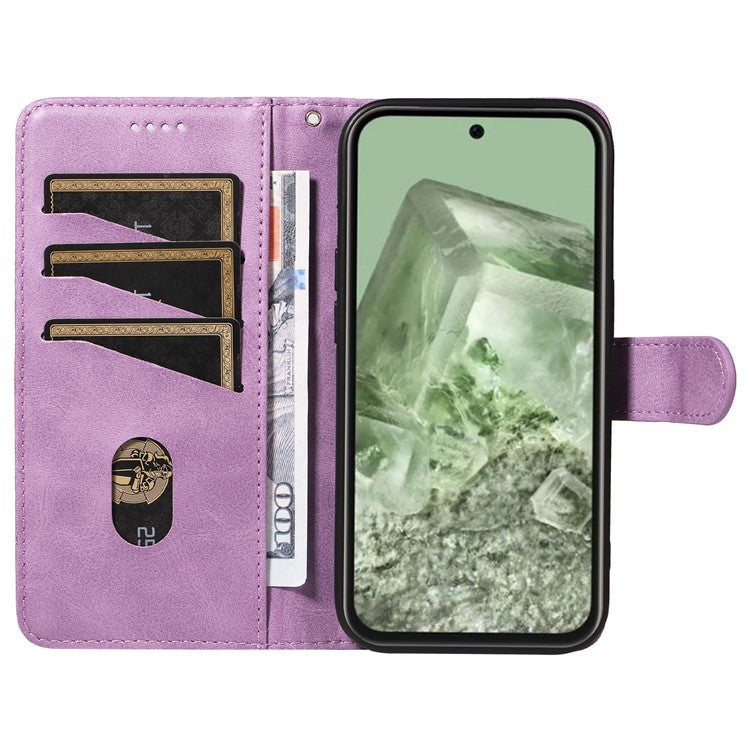 For Google Pixel 8a Wallet Case Flip Folio Leather Cell Phone Cover - Light Purple