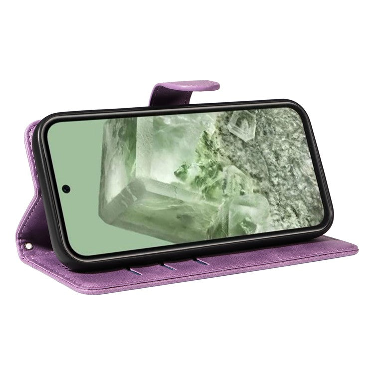 For Google Pixel 8a Wallet Case Flip Folio Leather Cell Phone Cover - Light Purple
