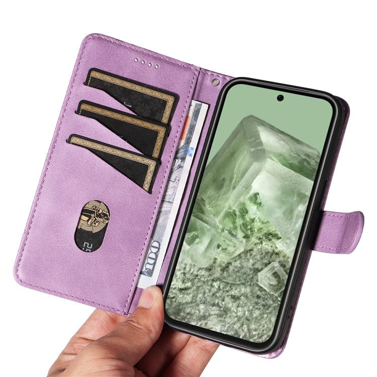 For Google Pixel 8a Wallet Case Flip Folio Leather Cell Phone Cover - Light Purple