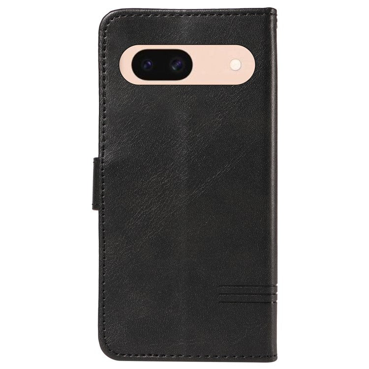 For Google Pixel 8a Wallet Case Flip Folio Leather Cell Phone Cover - Black