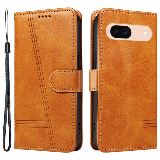 For Google Pixel 8a Wallet Case Flip Folio Leather Cell Phone Cover - Yellow