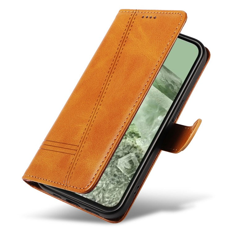 For Google Pixel 8a Wallet Case Flip Folio Leather Cell Phone Cover - Yellow