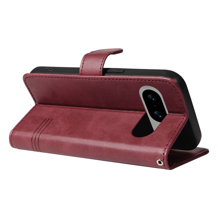 For Google Pixel 8 Case Leather Phone Cover with Wallet and Horizontal Viewing Stand - Wine Red