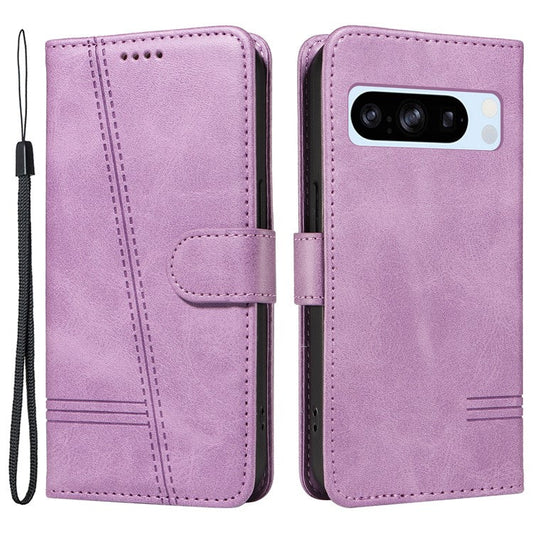 For Google Pixel 8 Pro Wallet Case PU Leather Phone Cover Magnetic Closure - Light Purple