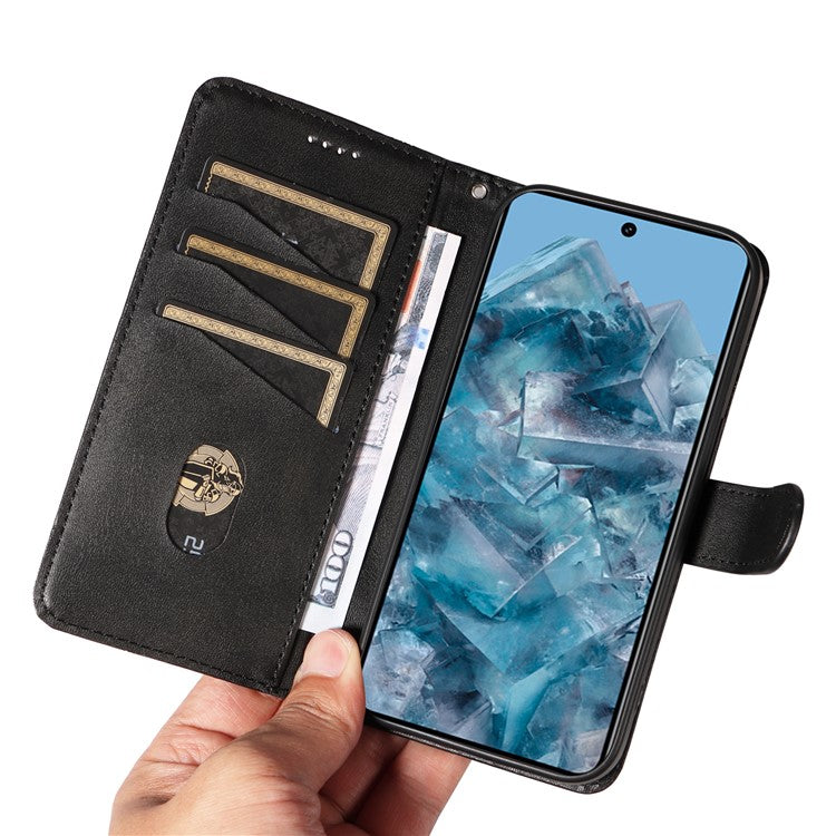 For Google Pixel 8 Pro Wallet Case PU Leather Phone Cover Magnetic Closure - Black