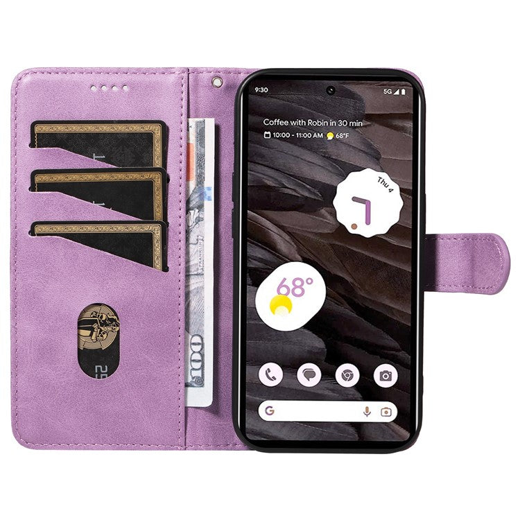 For Google Pixel 7a Case Wallet PU Leather Phone Cover with Stand View - Light Purple