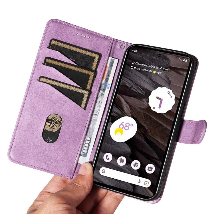 For Google Pixel 7a Case Wallet PU Leather Phone Cover with Stand View - Light Purple