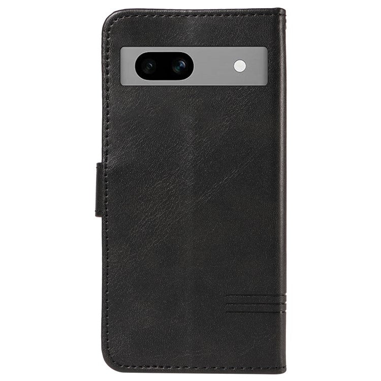 For Google Pixel 7a Case Wallet PU Leather Phone Cover with Stand View - Black